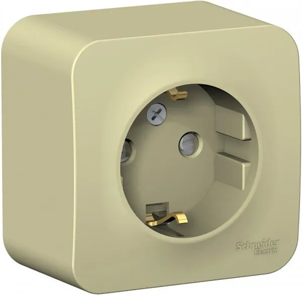 Розетка 1-м ОП Blanca 16А IP20 250В с заземл. защ. шторки с изолир. пластиной беж. SE BLNRA011117 - Фото 3