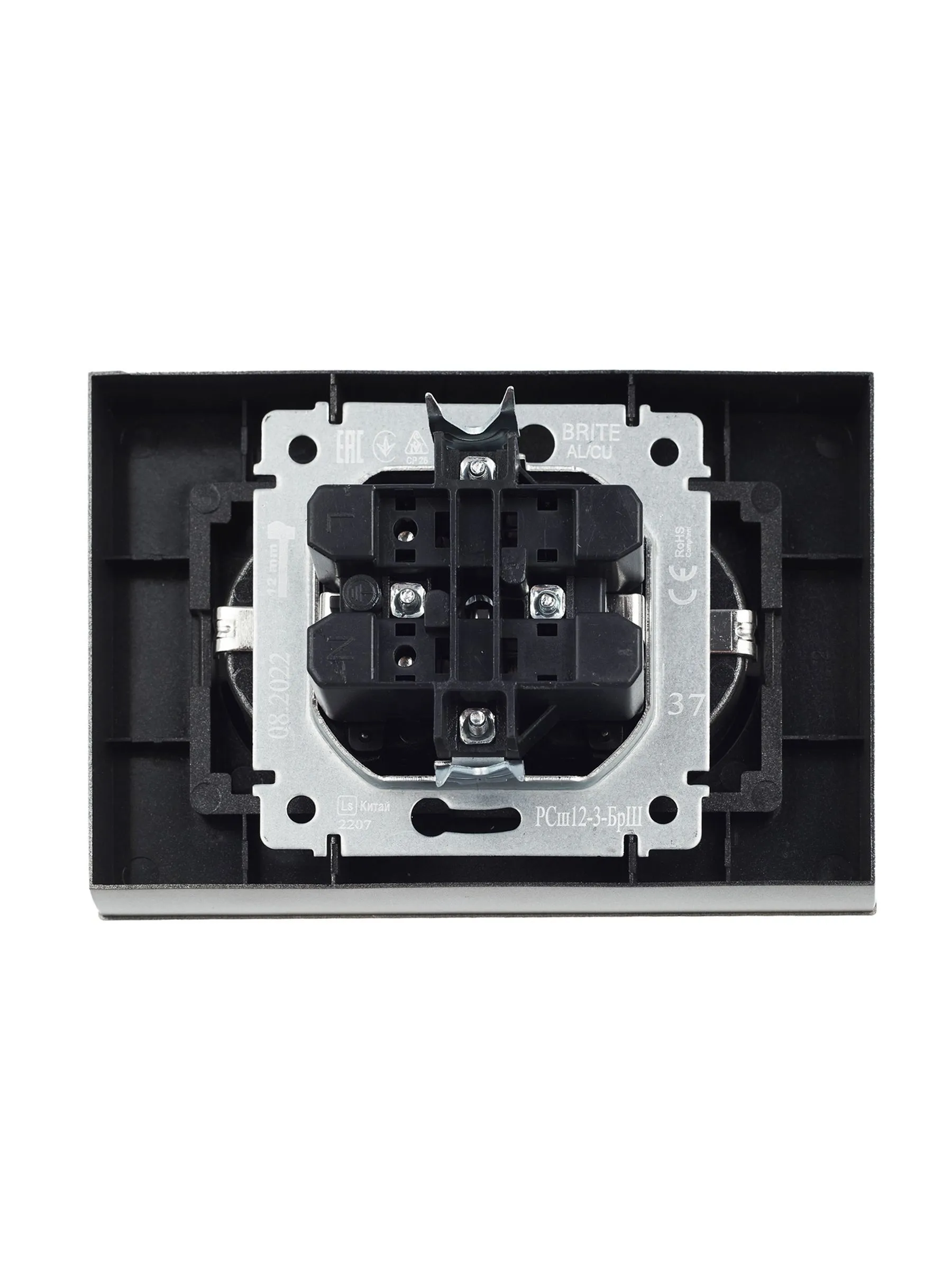 BRITE Розетка 2-местная с заземлением с защитными шторками 16А в сборе РСш12-3-БрШ шампань IEK - Фото 8