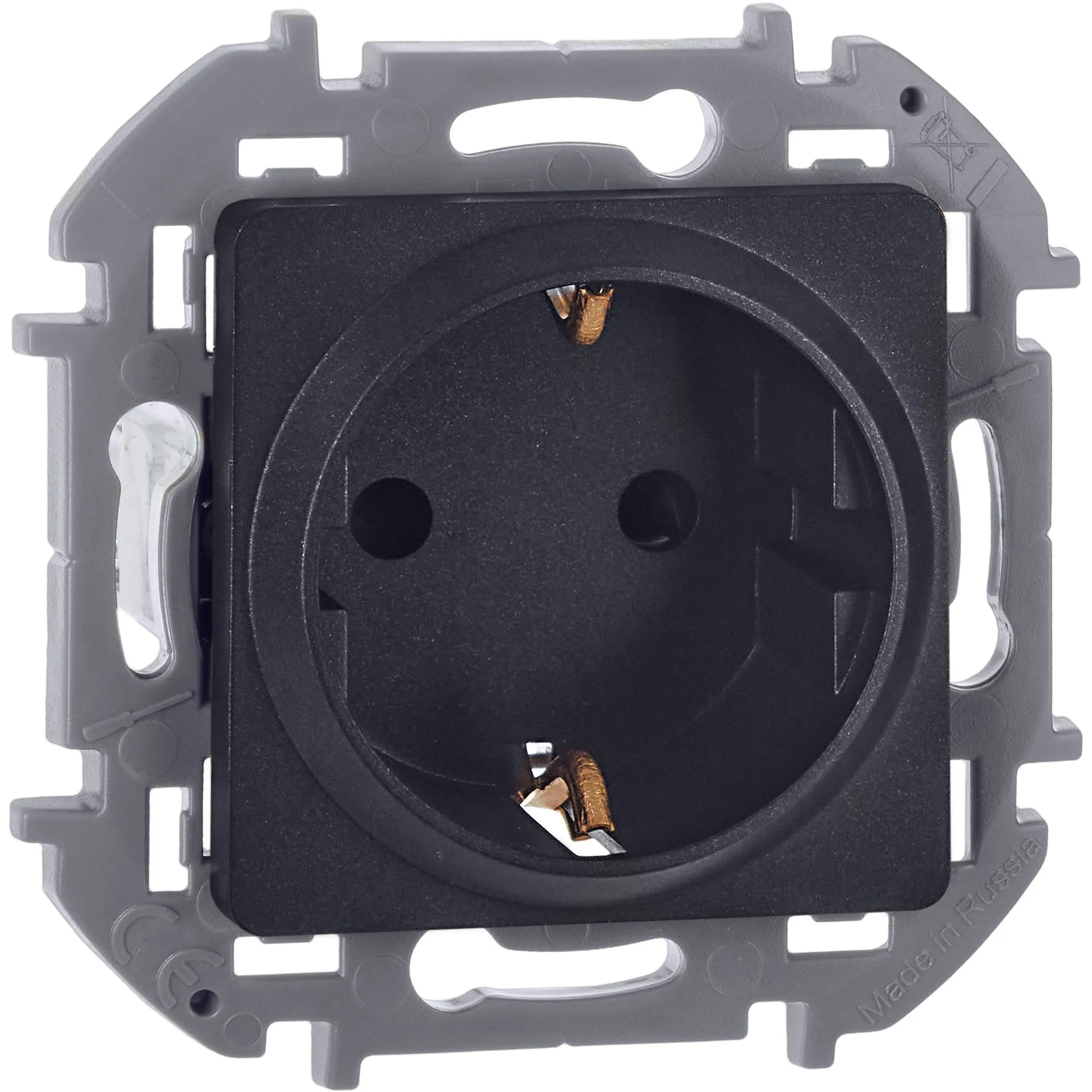 INSPIRIA Розетка 1-местная с заземлением с защитными шторками 16А антрацит 673733