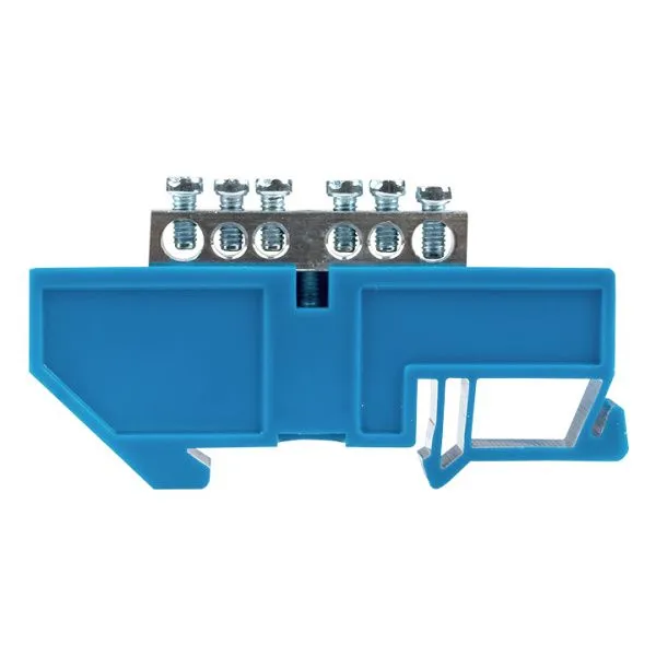 Шина "0" N (6x9мм) 6 отв. цинк синий изолятор на DIN-рейку EKF