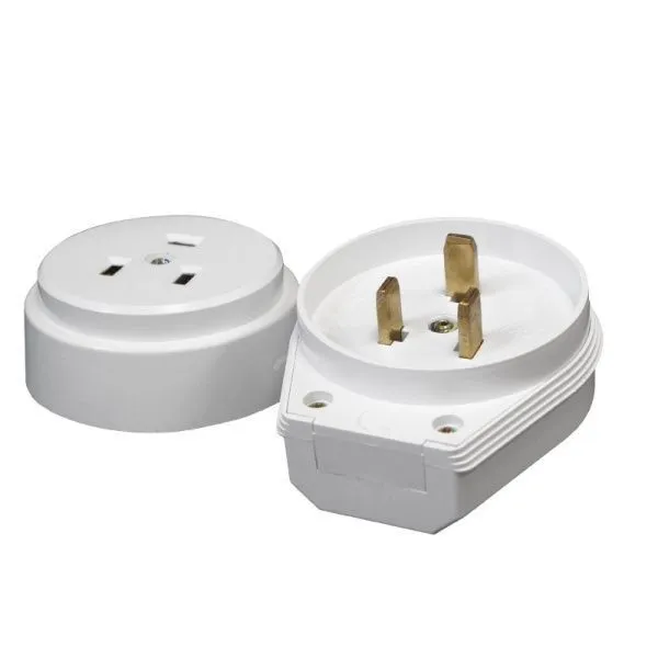 Разъем РШ-ВШ 32А 250В 2P+PE ОУ пластиковый бел. EKF