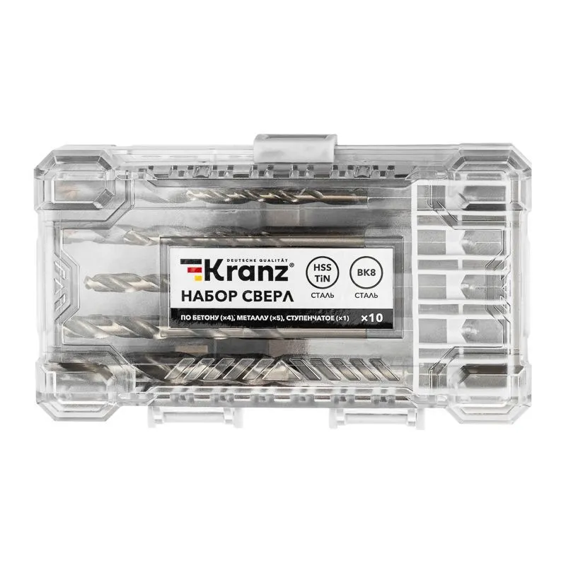 Набор сверл комбинированный, 10 предметов KRANZ KR-92-0470
