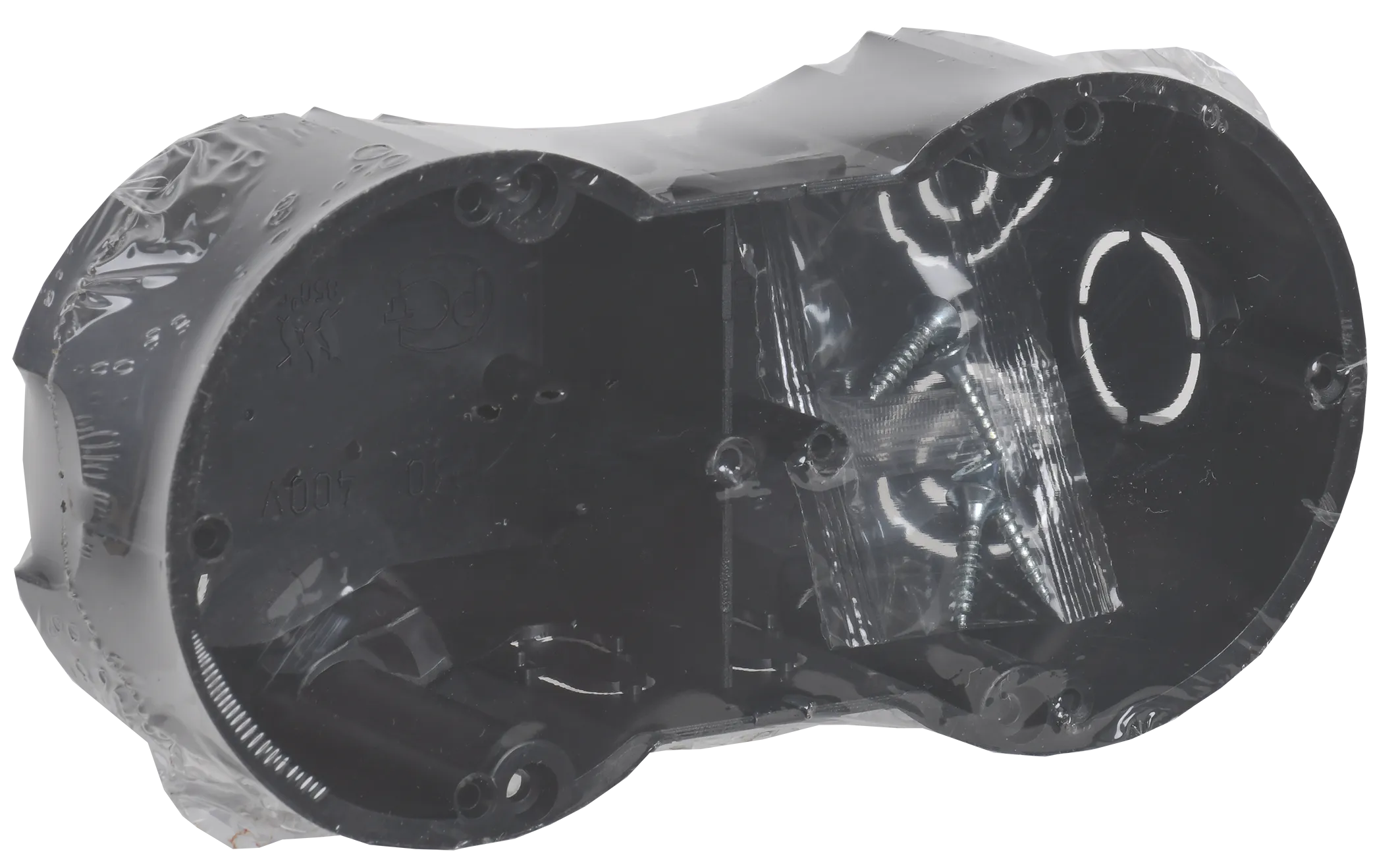 Коробка установочная КМ40007 двухместная для твердых стен безгалогенная (HF) 141х70х45мм с саморезами IEK - Фото 2