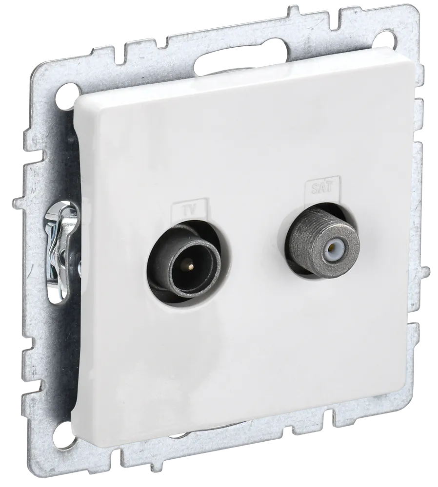 BRITE Розетка двойная TV+SAT РТВ/РСп12-БрБ белый IEK