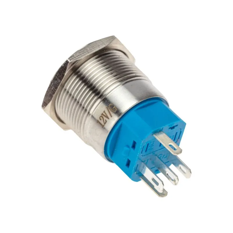 Кнопка антивандальная Ø 22 12В(LED) Б/Фикс (5с) OFF-(ON)/ON-(OFF) подсв./зеленая REXANT - Фото 2