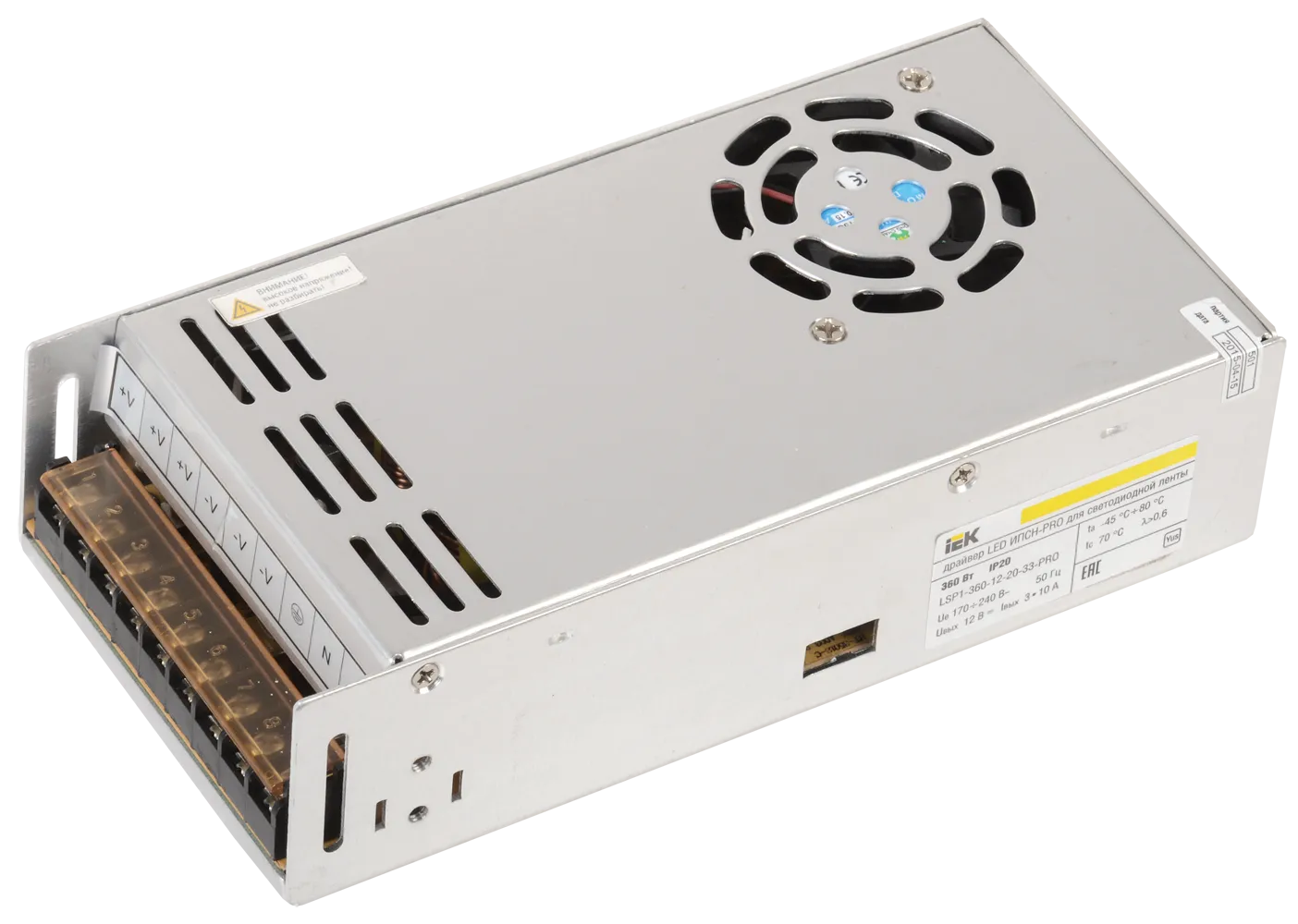 Драйвер LED ИПСН-PRO 360Вт 12В блок-клеммы IP20 IEK LSP1-360-12-20-33-PRO