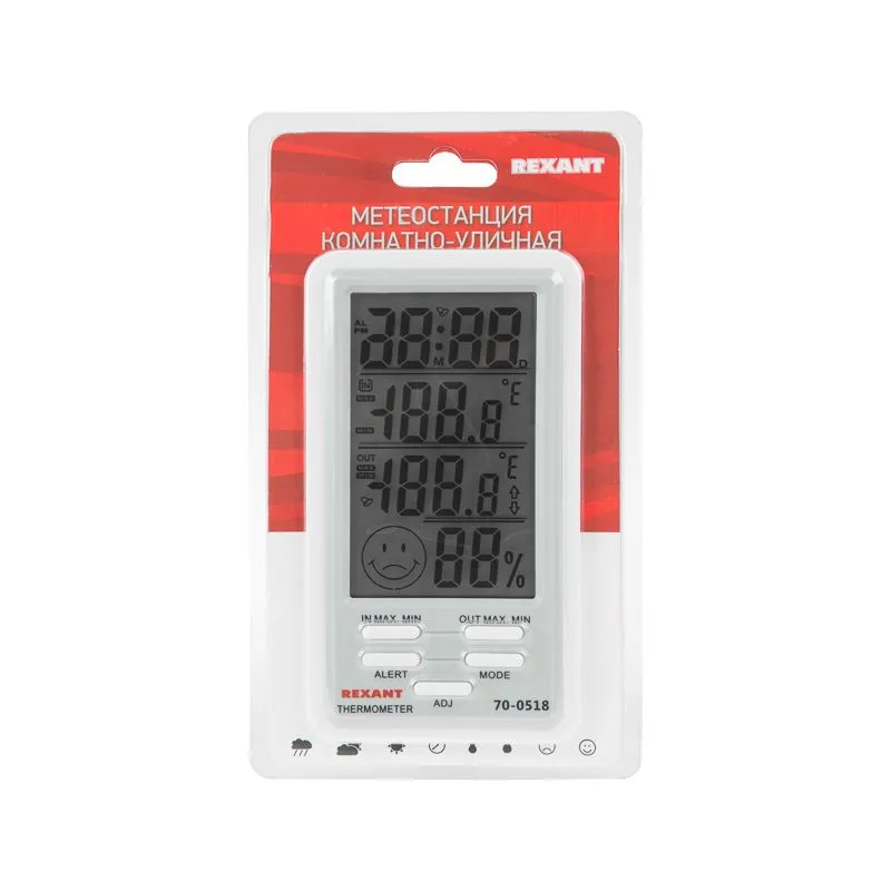 Метеостанция комнатно-уличная с проводным выносным датчиком REXANT - Фото 3