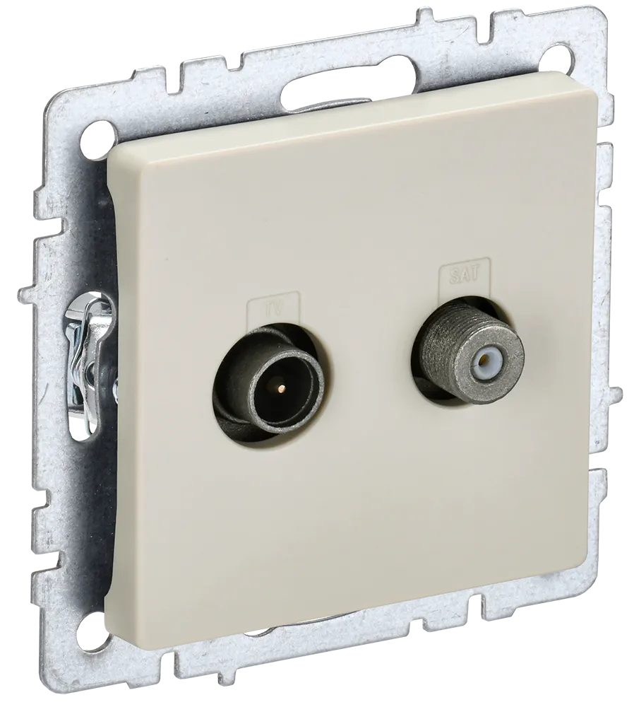 BRITE Розетка двойная TV+SAT РТВ/РСп12-БрКр бежевый IEK