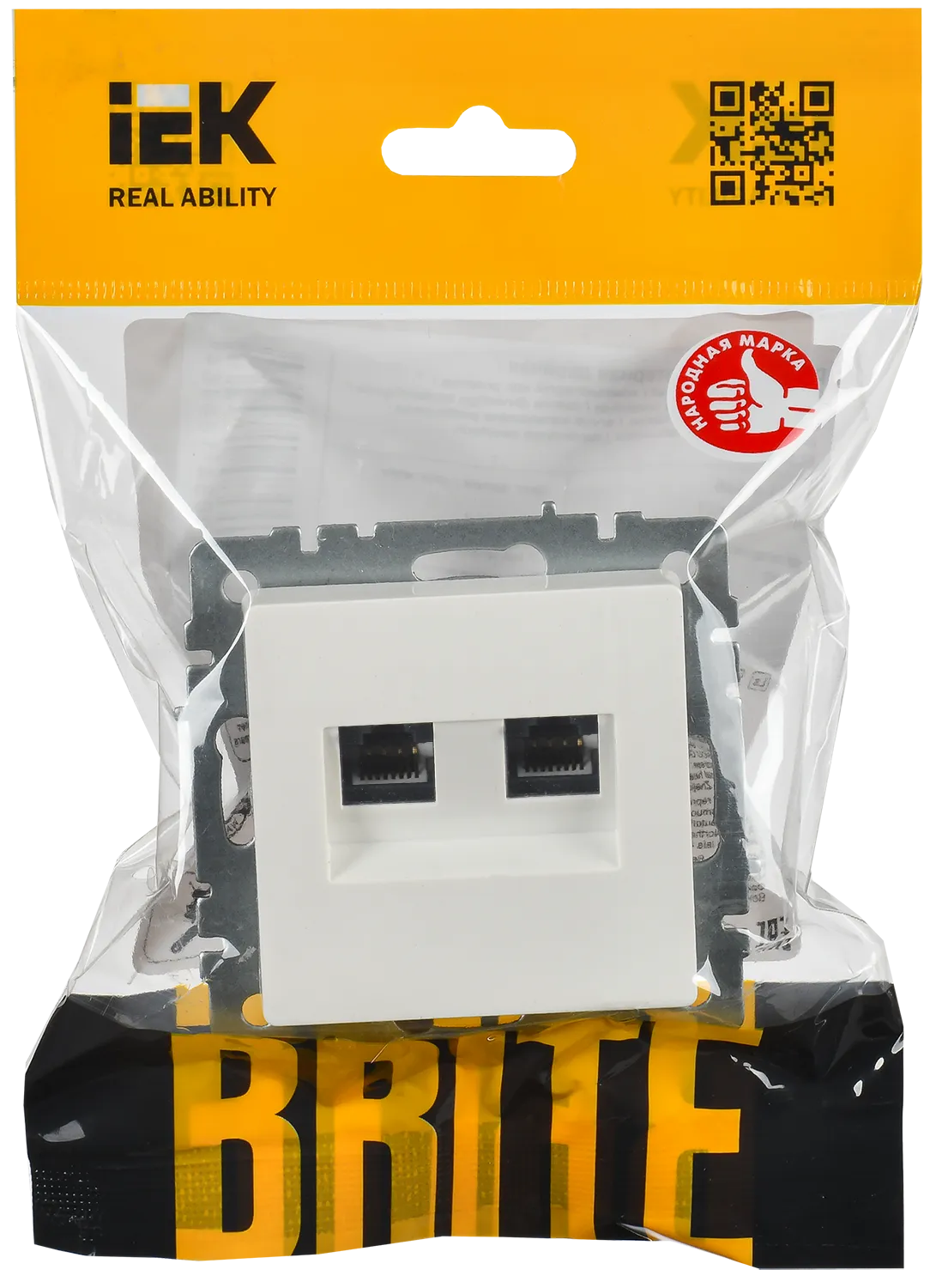 BRITE Розетка компьютерная двойная RJ45 кат.6 РК11-2-БрБ белый IEK - Фото 2