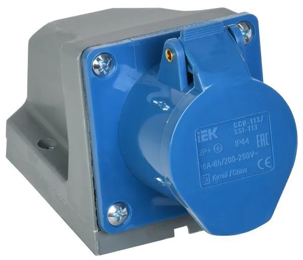 Розетка стационарная ССИ-113 2P+PE 16А 200-250В IP44 IEK 