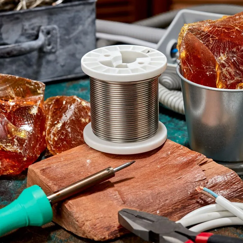 Припой ПОСу 95-5, 500г, Ø2мм, (олово 95%, сурьма 5%), бессвинцовый, ГОСТ 21931-76, катушка REXANT - Фото 2