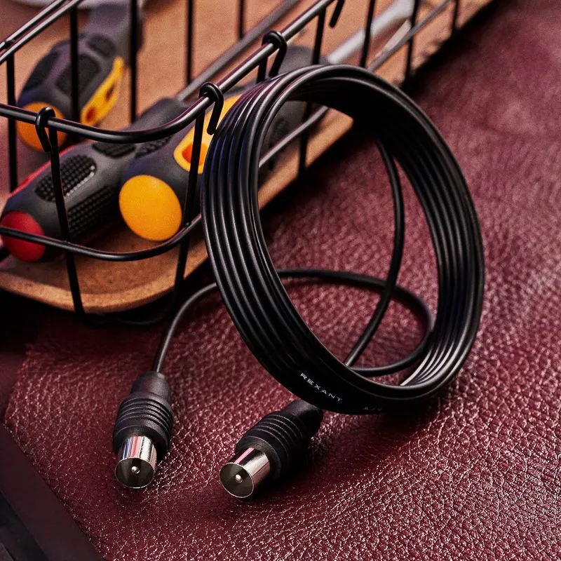 Шнур ТВ штекер - ТВ штекер, 3м, черный REXANT - Фото 2