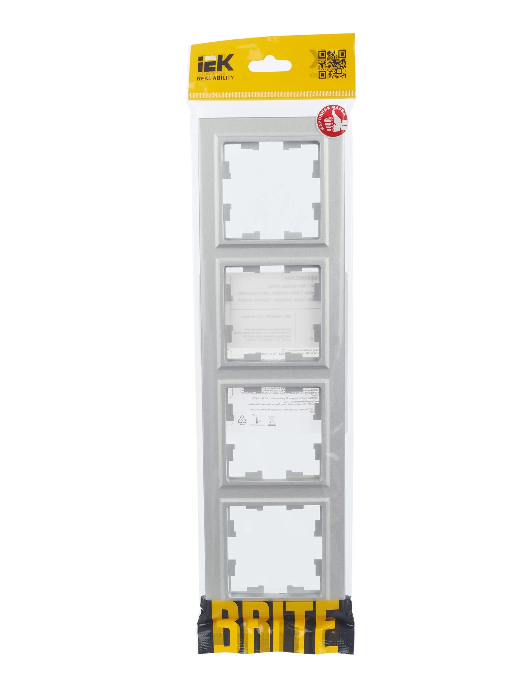 BRITE Рамка 4-местная РУ-4-БрА алюминий IEK - Фото 5