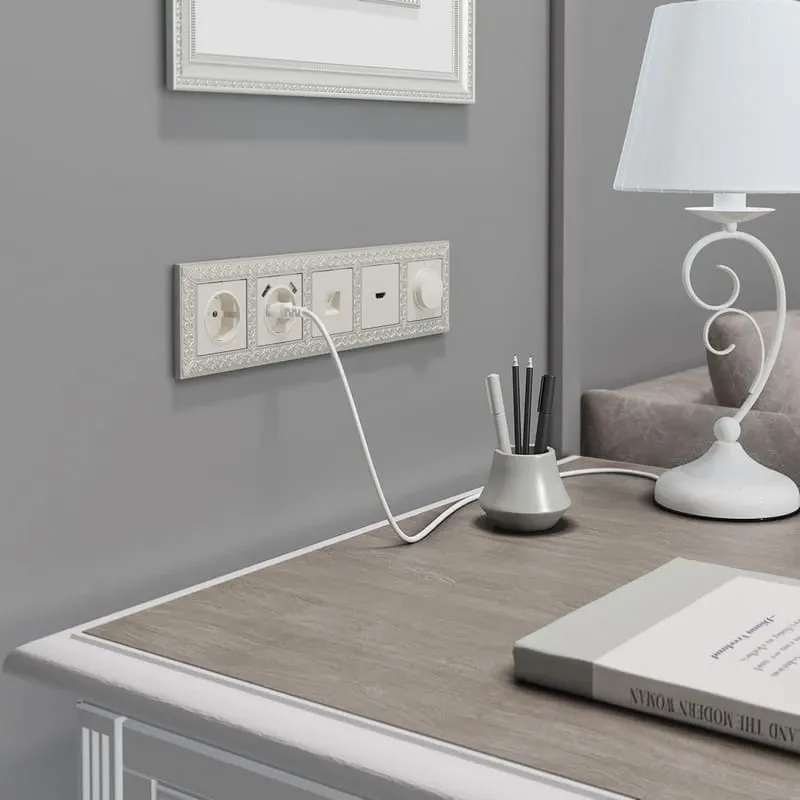 Розетка с заземлением (перламутровый рифленый) Werkel - Фото 9