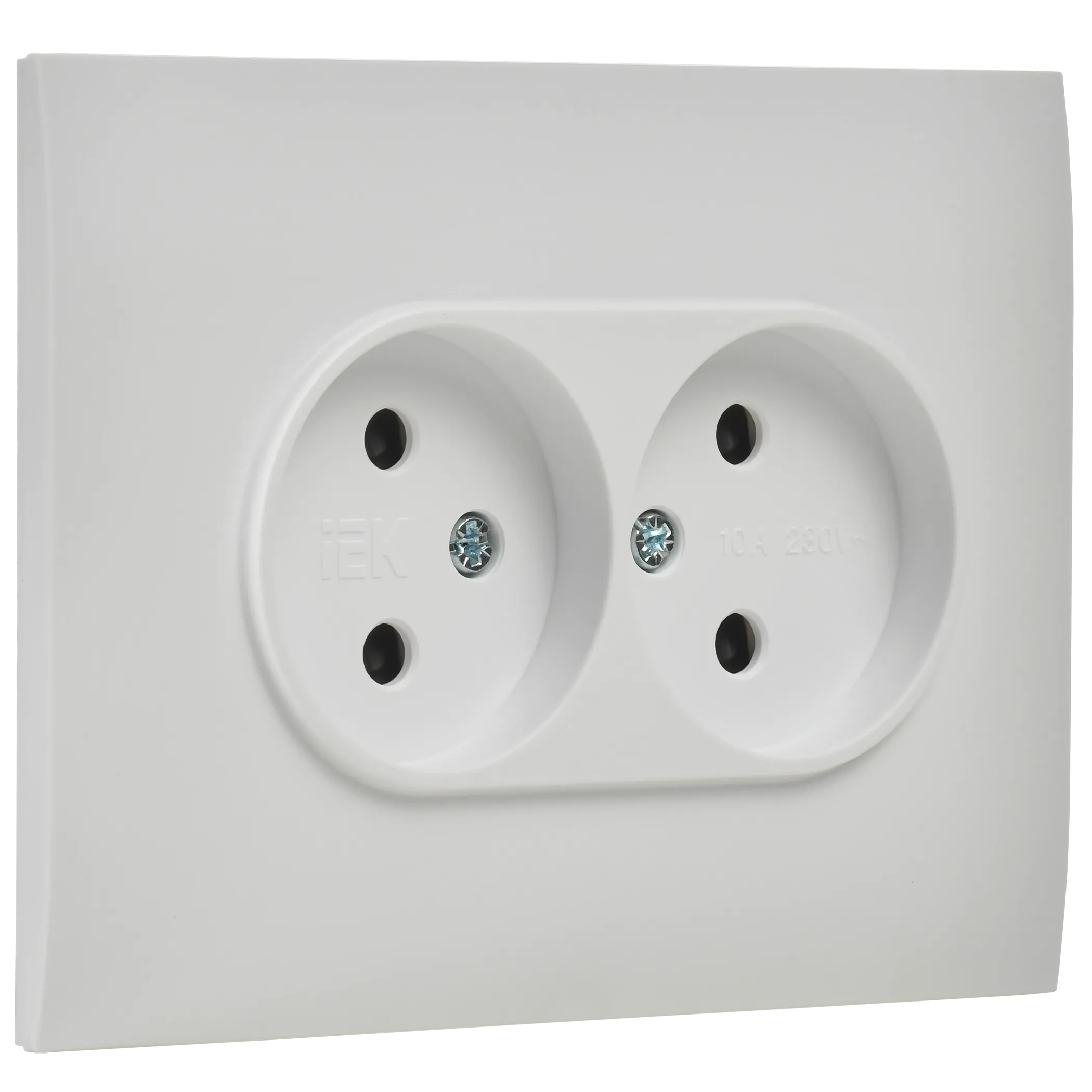 SKANDY Розетка 2-местная без заземления с защитными шторками 10А в сборе SK-R09W арктический белый IEK - Фото 3