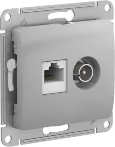 Розетка компьютерная + телевизионная 2-м Glossa RJ45 кат.5E + TV механизм алюм. SE GSL000389 1402910