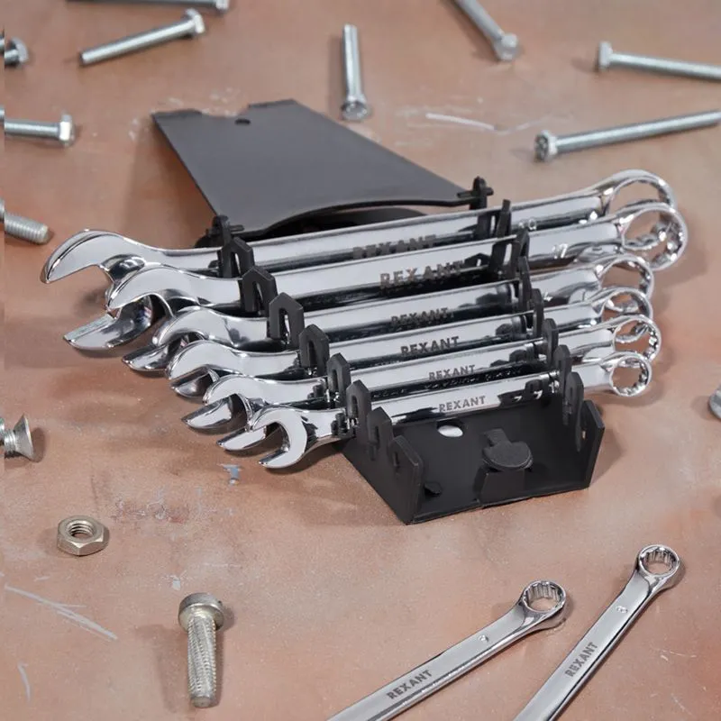 Набор ключей комбинированных (8-19мм), 8 шт, CrV, зеркальное хромирование REXANT - Фото 2