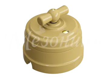 Выключатель ретро фарфоровый поворотный перекрестный, в комплекте с подъемной рамкой, 10А, 250В, цве