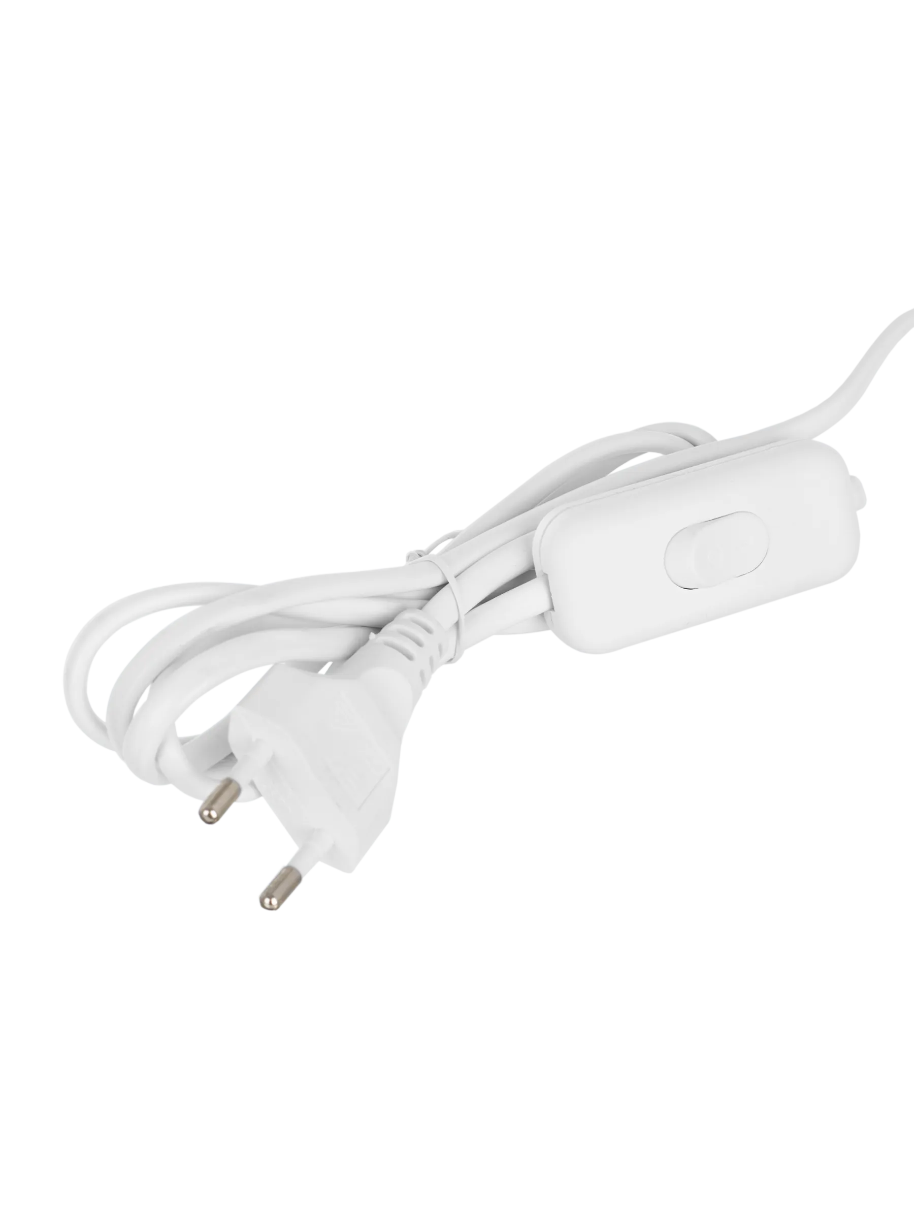 Шнур УШ-1КВ опрессованный с вилкой со встроенным выключателем 2х0,75/2м белый IEK - Фото 3