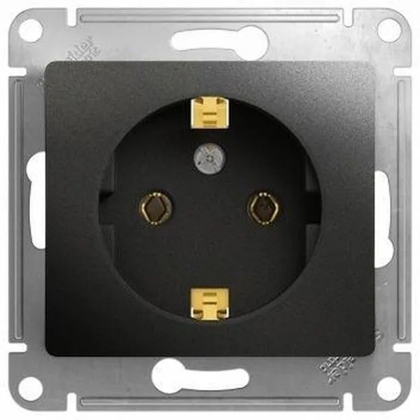 Розетка 1-м СП 1мод. Glossa 16А IP20 с заземл. механизм антрацит SE GSL000743