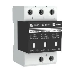 Ограничитель импульсных напряжений ОПВ-B/3P In 30кА 440В с сигн. EKF opv-b3