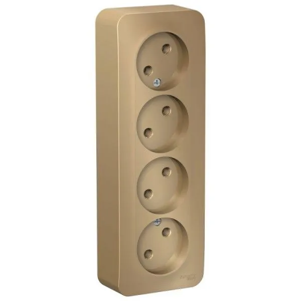 Розетка 4-м ОП Blanca 16А IP20 250В без заземл. без защ. шторок с изолир. пластиной титан SE BLNRA000414