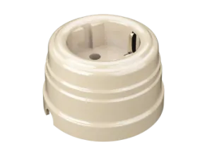 Розетка ретро пластиковая, двухполюсная, с заземляющим контактом, IP20, цвет - слоновая кость GE30301-02