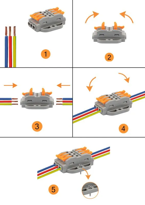 Клемма СМК 222-423P проходная 3 полюса, с монтажной площадкой (0,08-4 мм²), серая (блистер 5 шт./уп.) REXANT - Фото 4
