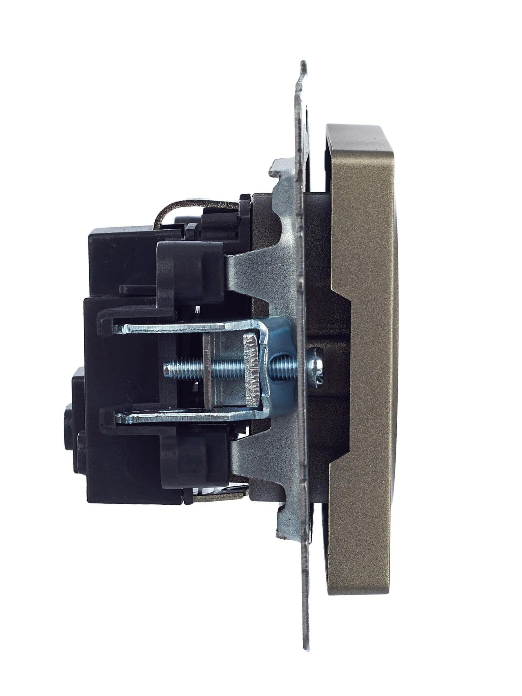 BRITE Розетка 1-местная с заземлением с защитными шторками 16А РС14-1-0-БрШ шампань IEK - Фото 7