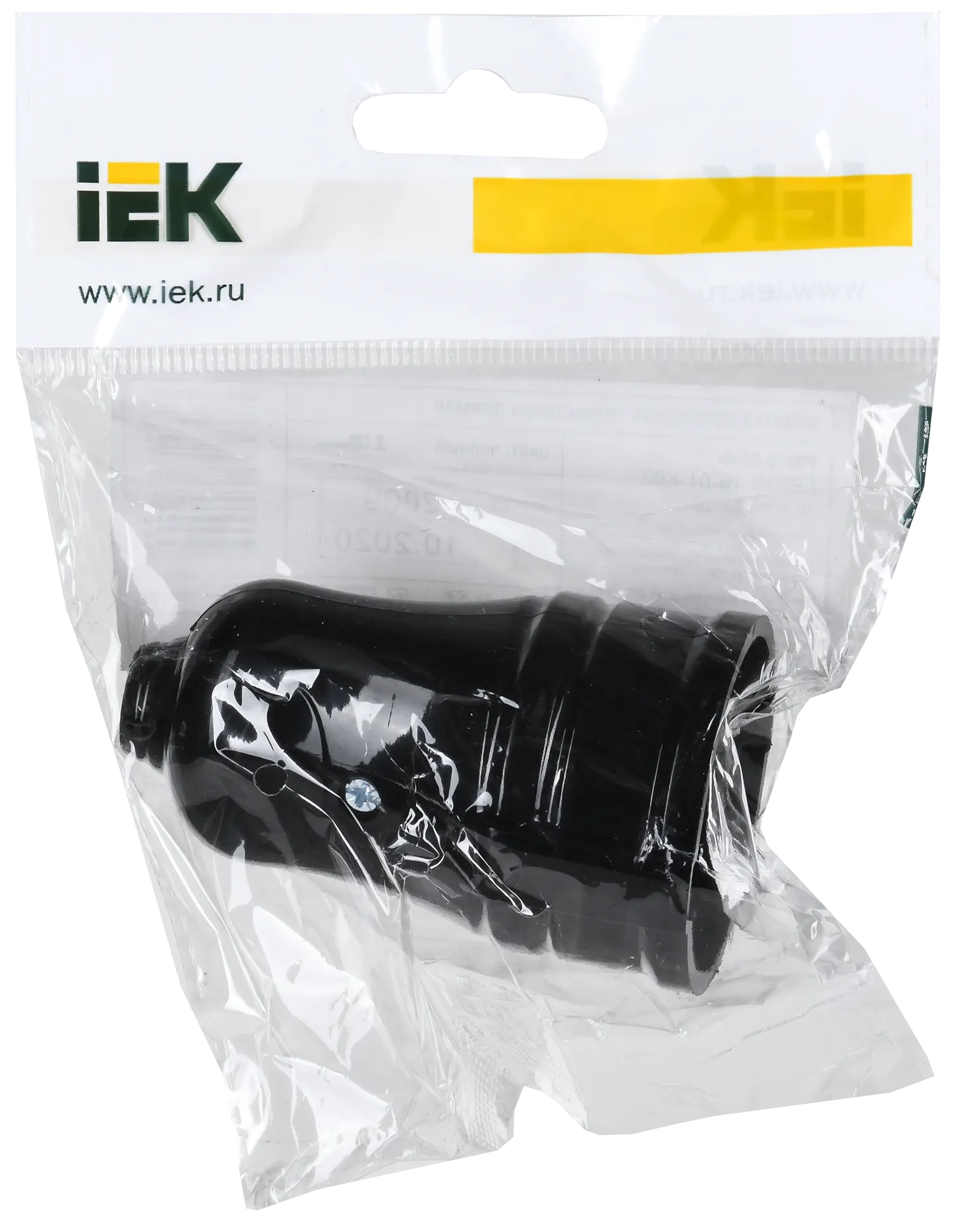 Розетка разборная прямая РПп10-02-Ст с заземляющим контактом 16А черная IEK - Фото 2