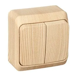 Выключатель 2-кл. ОП Этюд Дача 10А IP20 сосна SE BA10-002D 134013