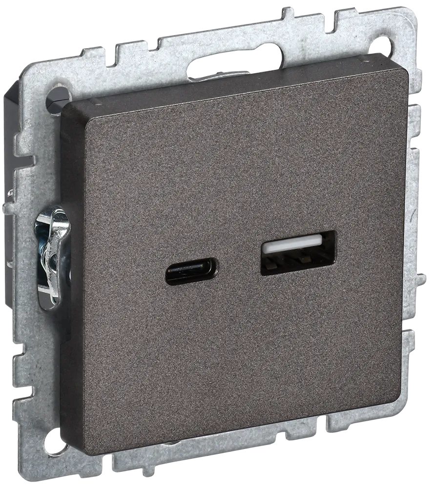 BRITE Розетка USB A+C 18Вт РЮ11-1-БрТБ темная бронза IEK