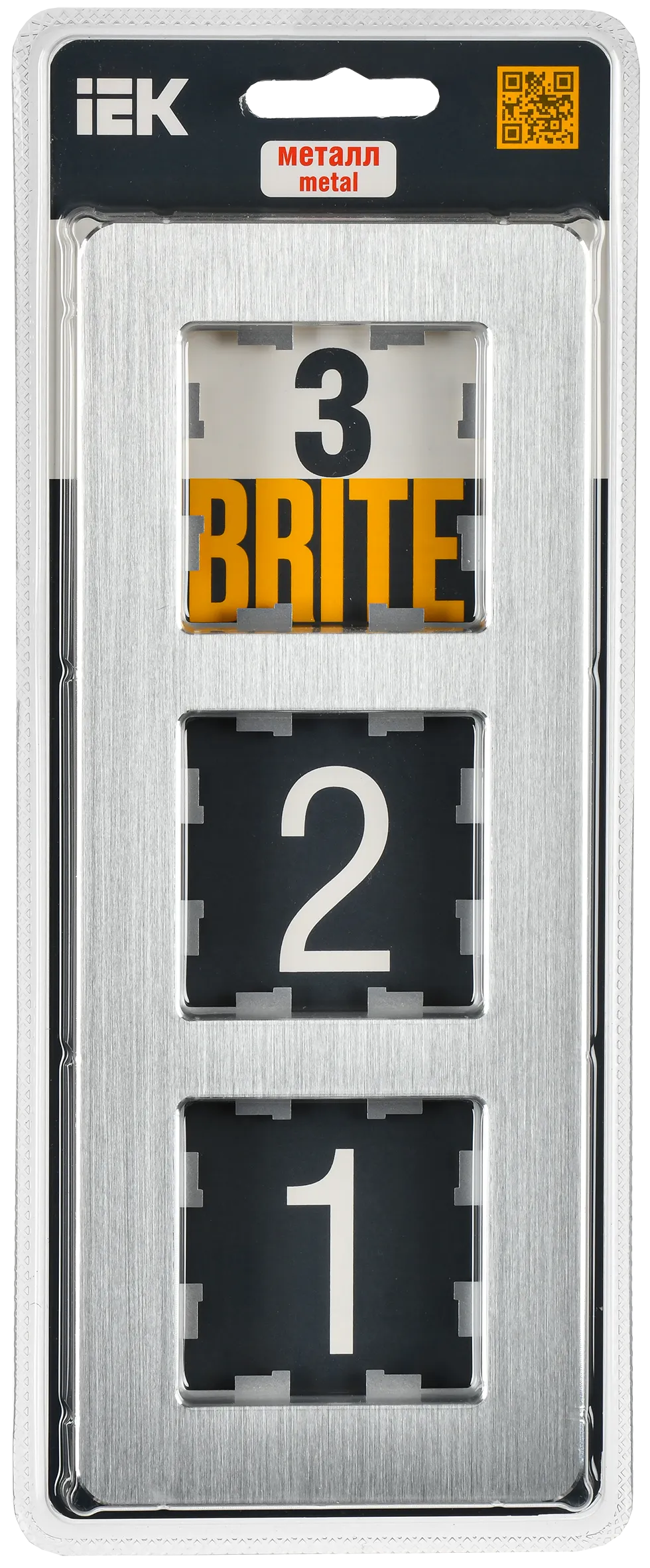 BRITE Рамка 3-местная РУ-3-1-Бр металл алюминий RE AL IEK - Фото 2