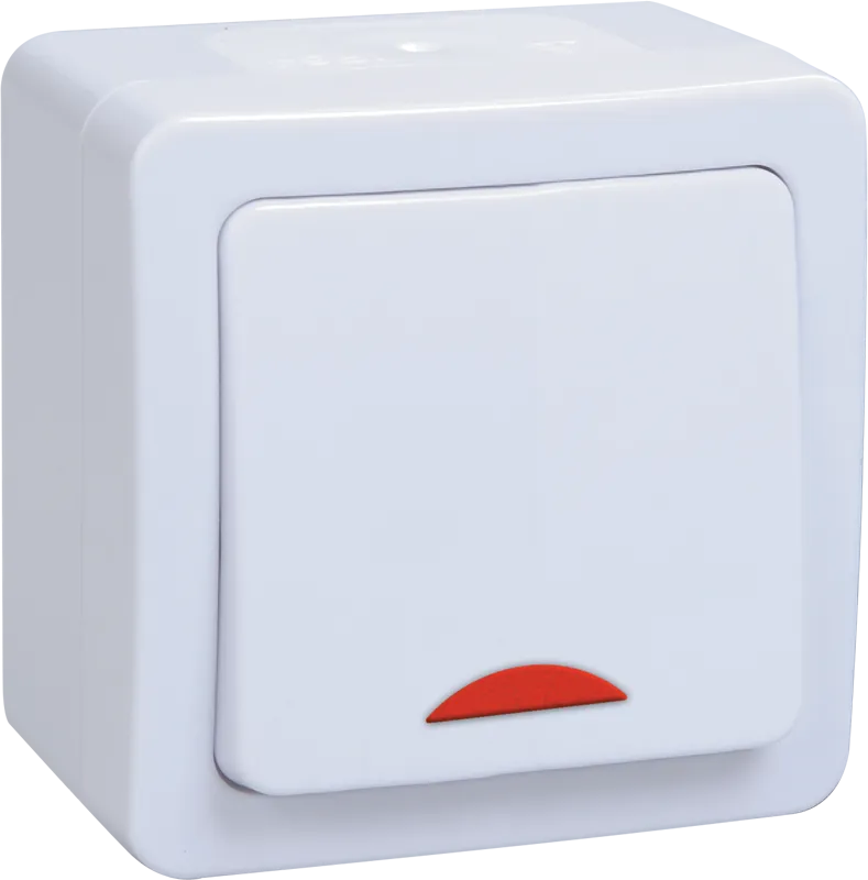 Выключатель 1-клавишный для открытой установки с индикацией ВС20-1-1-ГПБ IP54 ГЕРМЕС PLUS (цвет клавиши: белый) IEK EVMP11-K01-10-54-EC