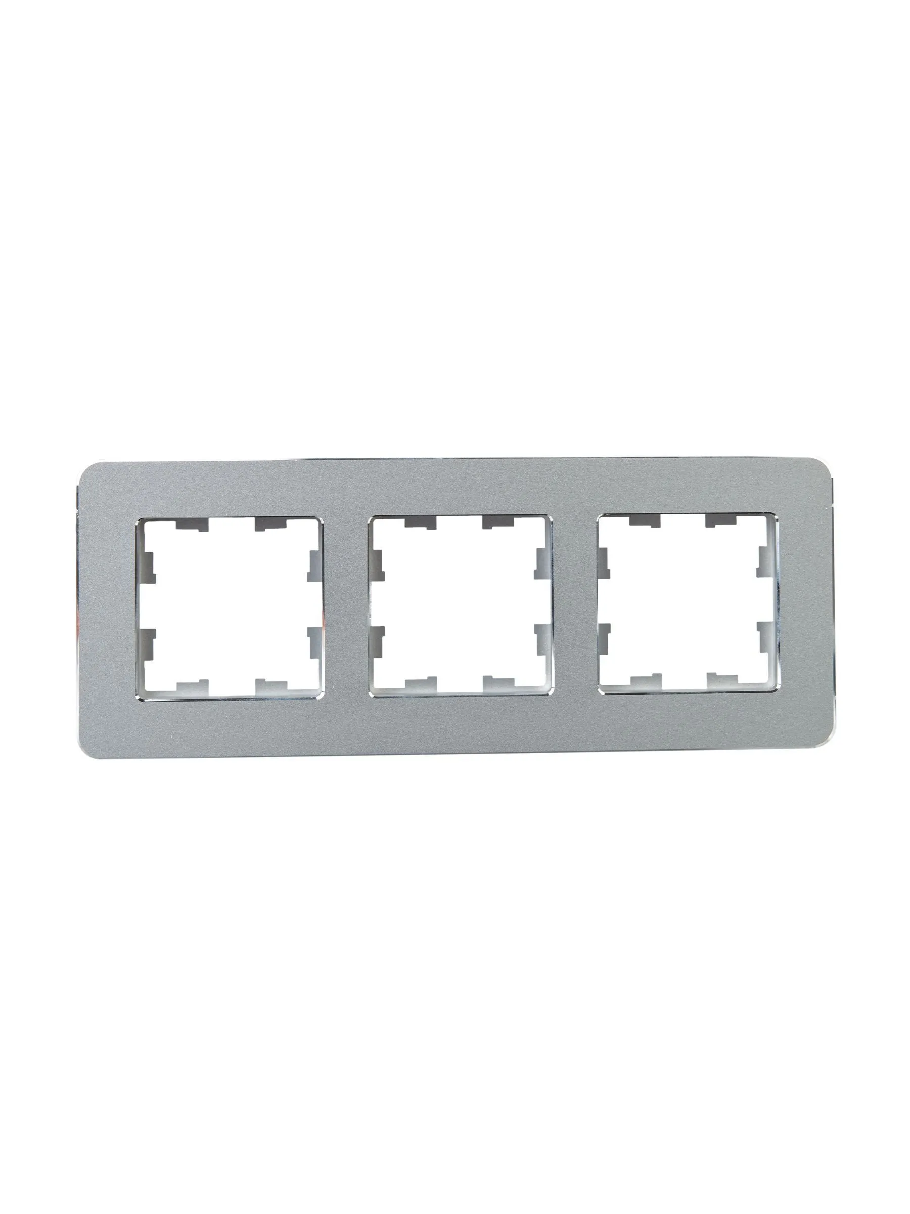 BRITE Рамка 3-местная РУ-3-1-Бр металл алюминий RE IEK - Фото 4