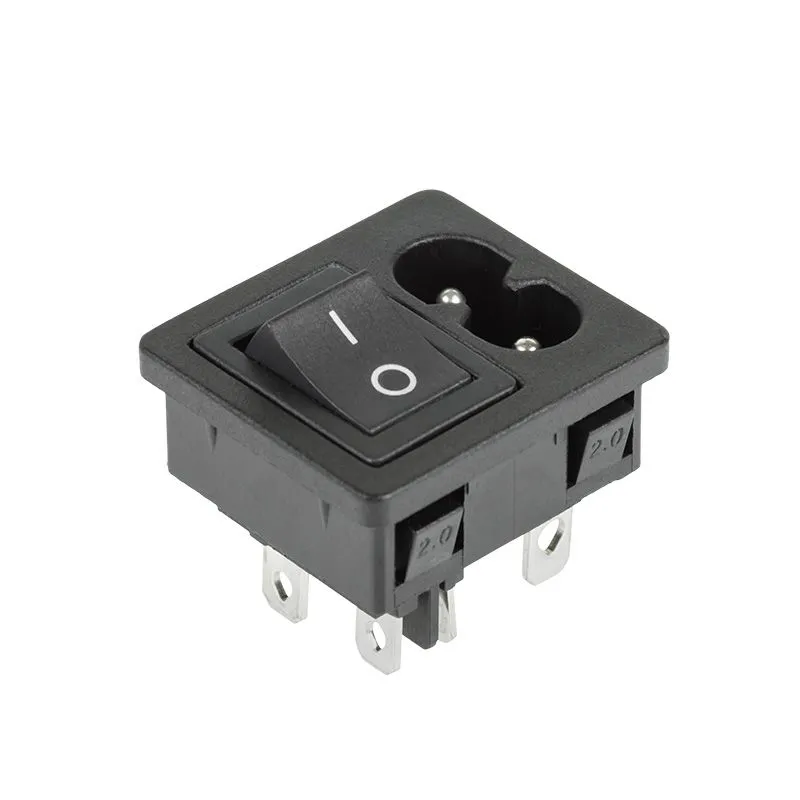 Выключатель клавишный 250 V 6 А (4с) ON-OFF черный с штекером C8 2PIN  REXANT - Фото 2