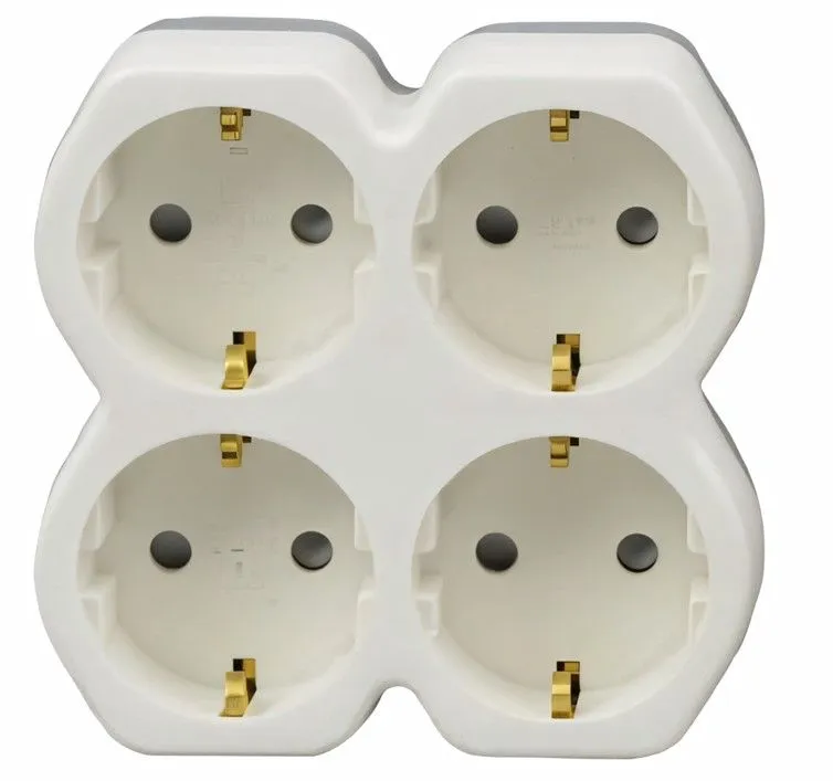 Сетевой разветвитель 4 гнезда с/з, с защитными шторками, 16A, 250V, белый DEKRON DEK09204-0005