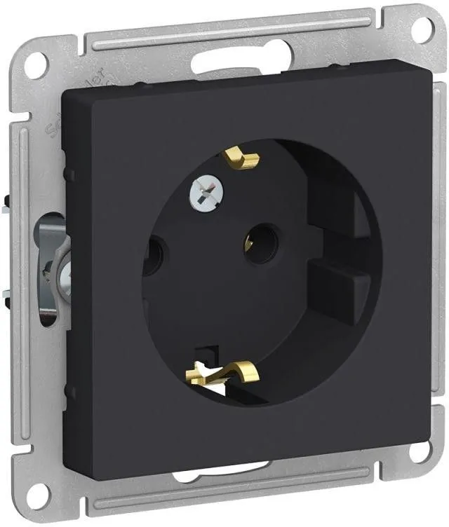 Розетка 1-м СП AtlasDesign 16А IP20 с заземл. механизм карбон SE ATN001043