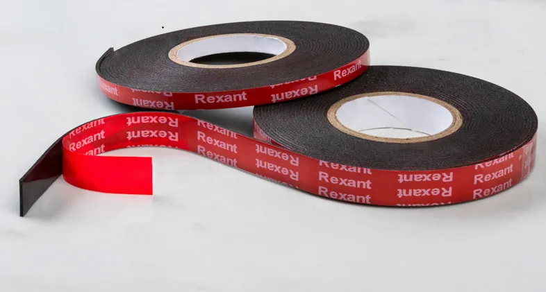 Лента клейкая двухсторонняя черная, на VHB акриловой основе, 6 мм х 5 м REXANT 09-6045