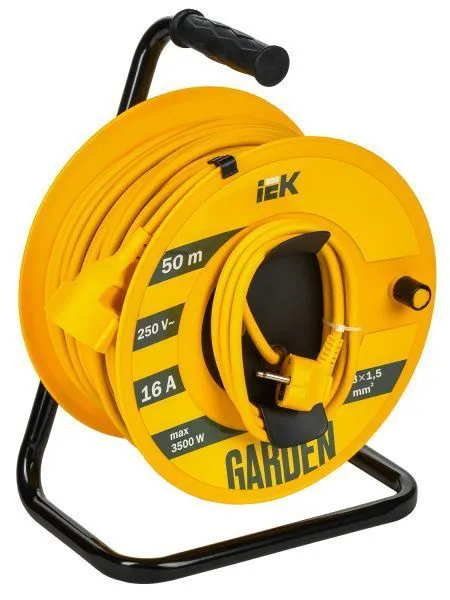 GARDEN Катушка УК50 1 место с заземлением с термозащитой 3х1,5мм2 50м IEK GD-KP20-16-01-50