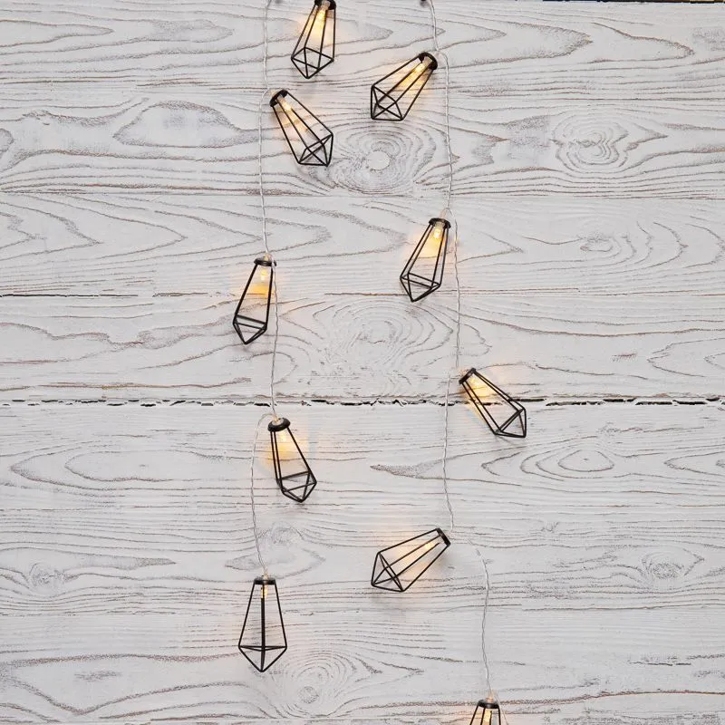 Гирлянда светодиодная Кристаллы черные 10 LED, 1,5 м, прозрачный ПВХ, теплый белый свет свечения, 2 х АА (батарейки не в комплекте) NEON-NIGHT 304-017