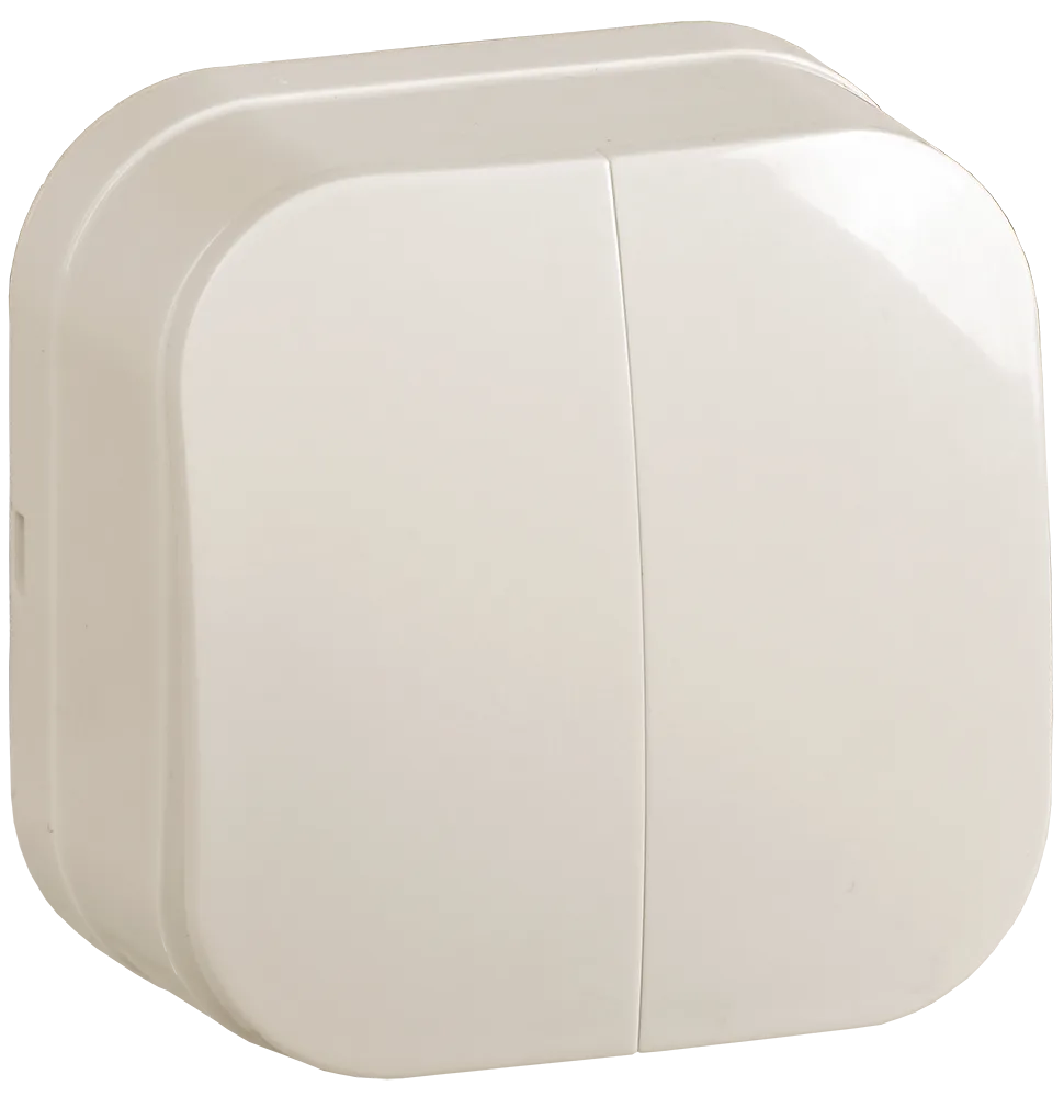 GLORY Выключатель 2-клавишный для открытой установки 10А ВС20-2-0-ХК кремовый IEK EVH20-K33-10