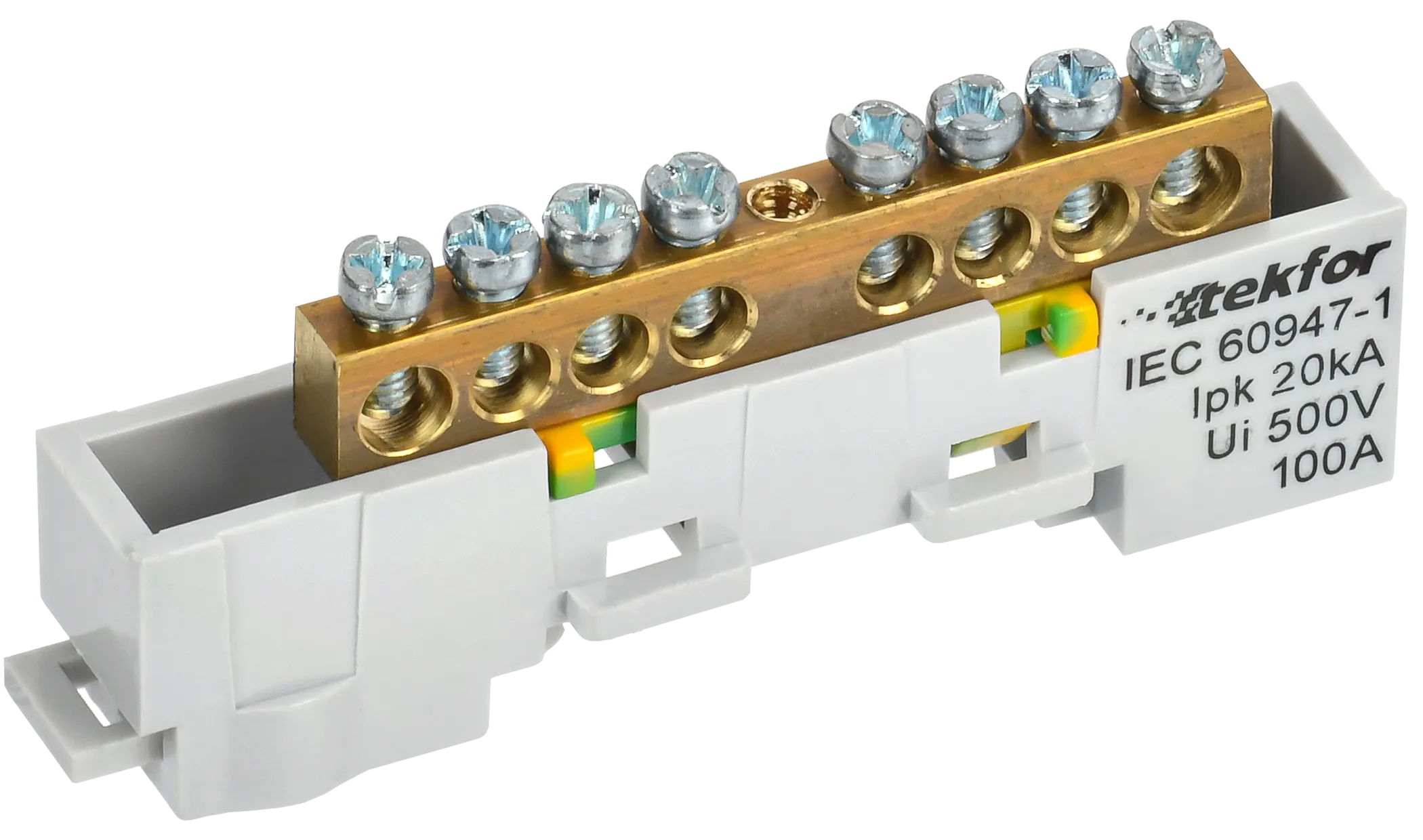 TEKFOR Шина PE "земля" неизолированная на универсальном держателе 6х9-8-Ж IEK TF-NN10-08-DL-K05