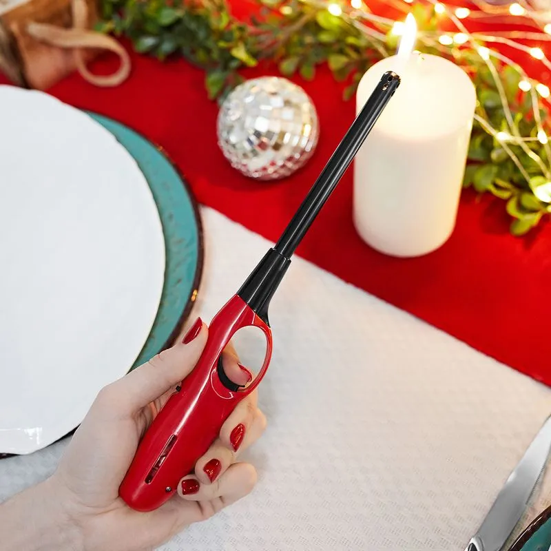 Бытовая газовая пьезозажигалка с классическим пламенем, многоразовая (1 шт.) красная СК-302L СОКОЛ - Фото 2