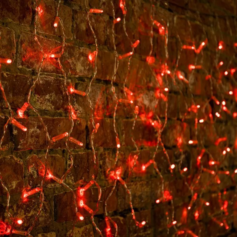 Гирлянда светодиодная Занавес 2x0,8м 160 LED КРАСНЫЙ прозрачный ПВХ IP65 постоянное свечение 230В блок в комплекте NEON-NIGHT 235-102