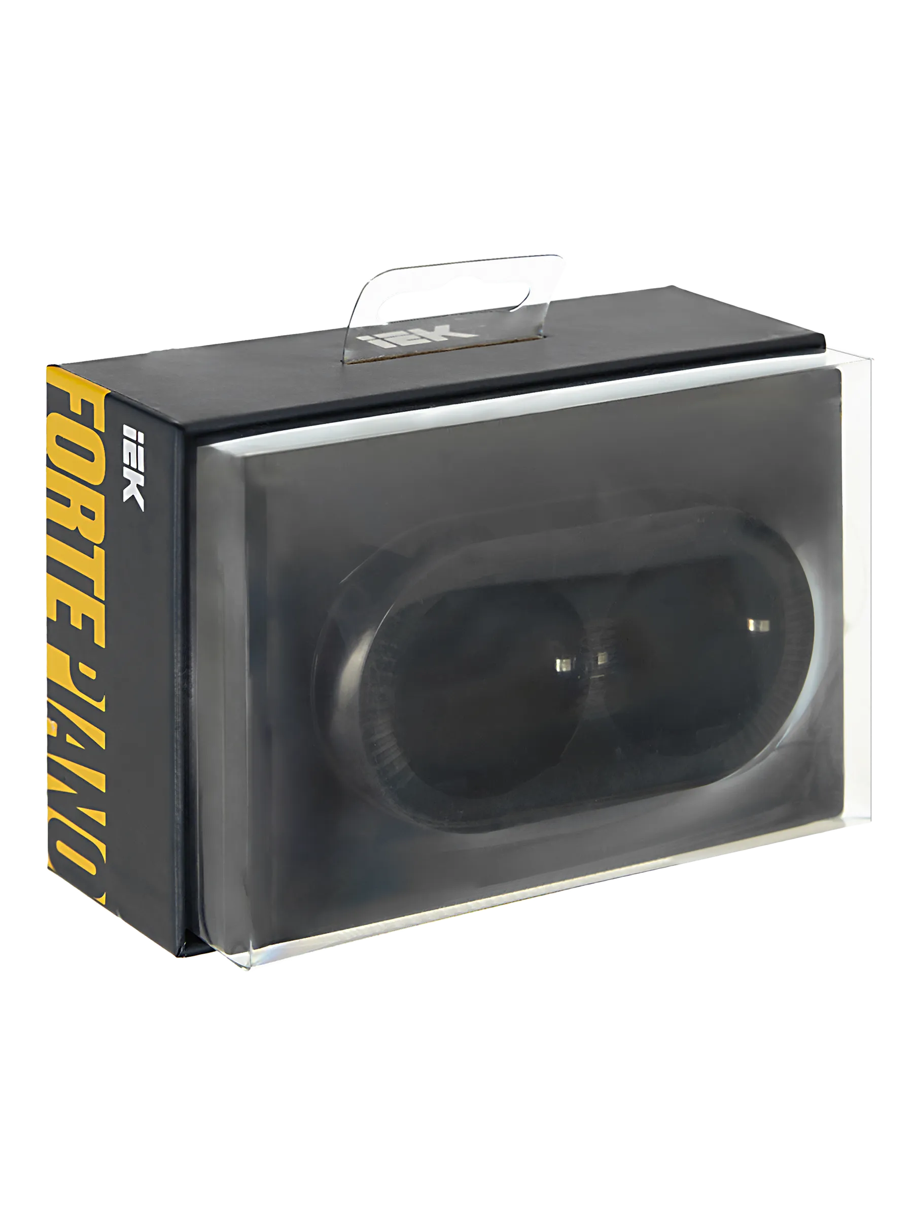 FORTE&PIANO Розетка 2-местная с заземлением с защитными шторками безвинтовое крепление 16А FP123 черный IEK - Фото 2