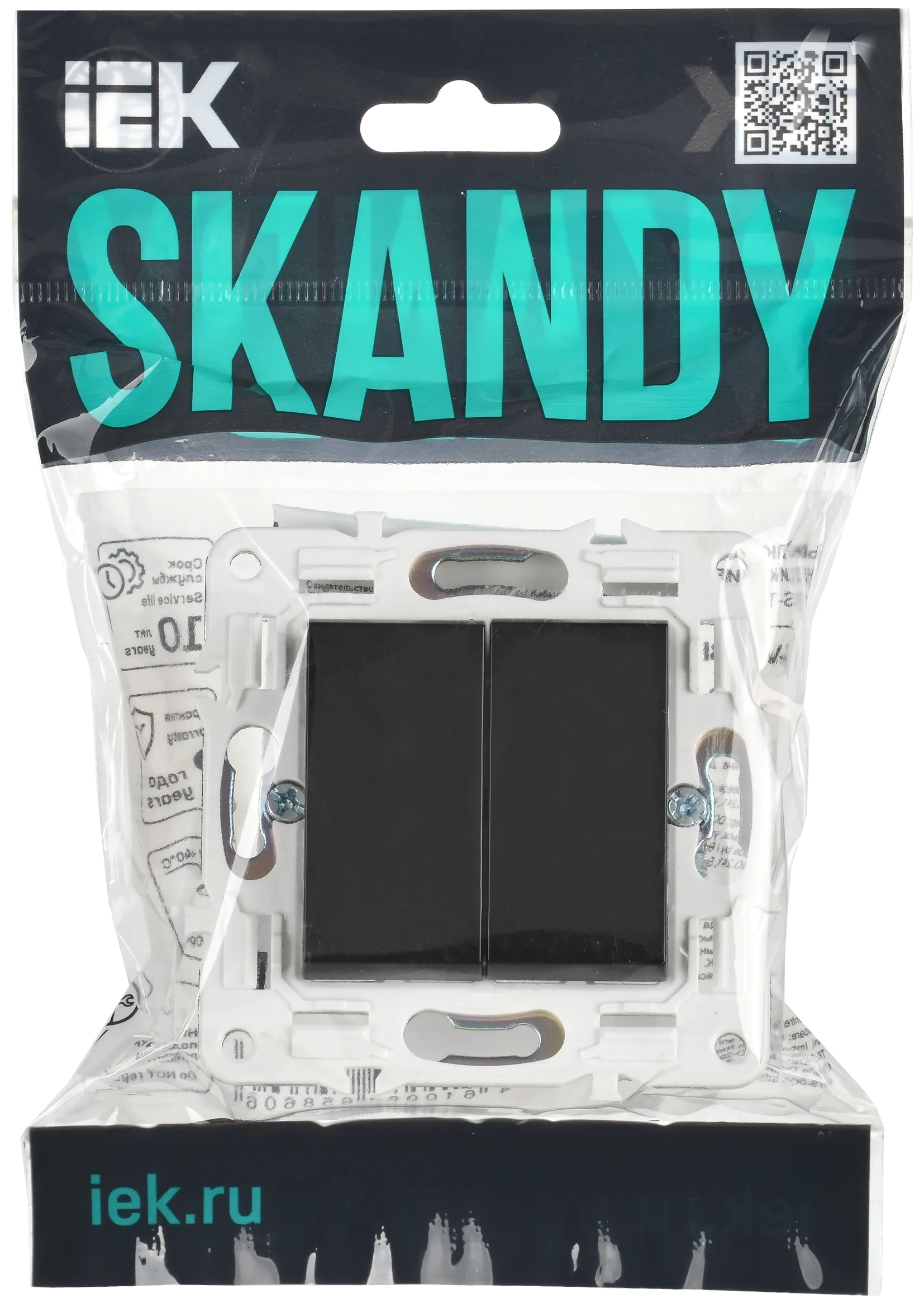 SKANDY Выключатель 2-клавишный проходной 10А SK-V05Bl черный IEK - Фото 2