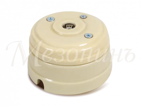 Розетка ретро фарфоровая телевизионная  (SAT) оконечная (в комплекте с подъемной рамкой, D70x45), цв