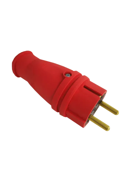 Вилка переносная прямая каучук В 16-001 (красный) с заземлением