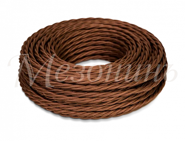 Провод декоративный витой TV+Internet, цвет - шоколад, ТМ "МезонинЪ,(бухта 45м) GE72100-17